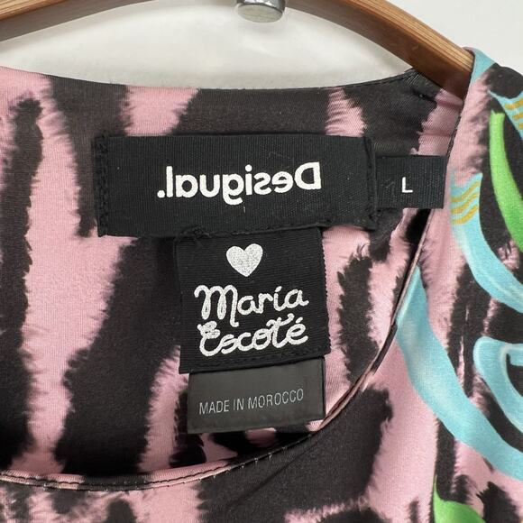 Desigual X Maria Escote Women’s Size Large Zebra Slim Short Dress Multicolor - Picture 7 of 16